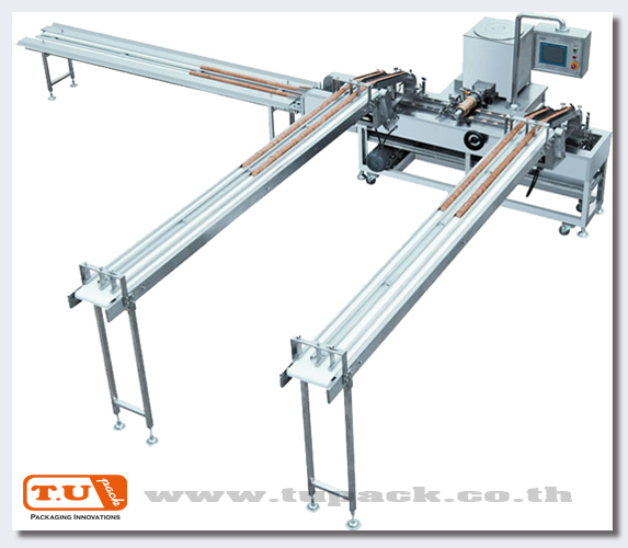 เครื่องห่อแนวนอน ขนมบิสกิต 2 ชิ้นติดกันด้วยครีม แบบความเร็วสูง 4 เลน